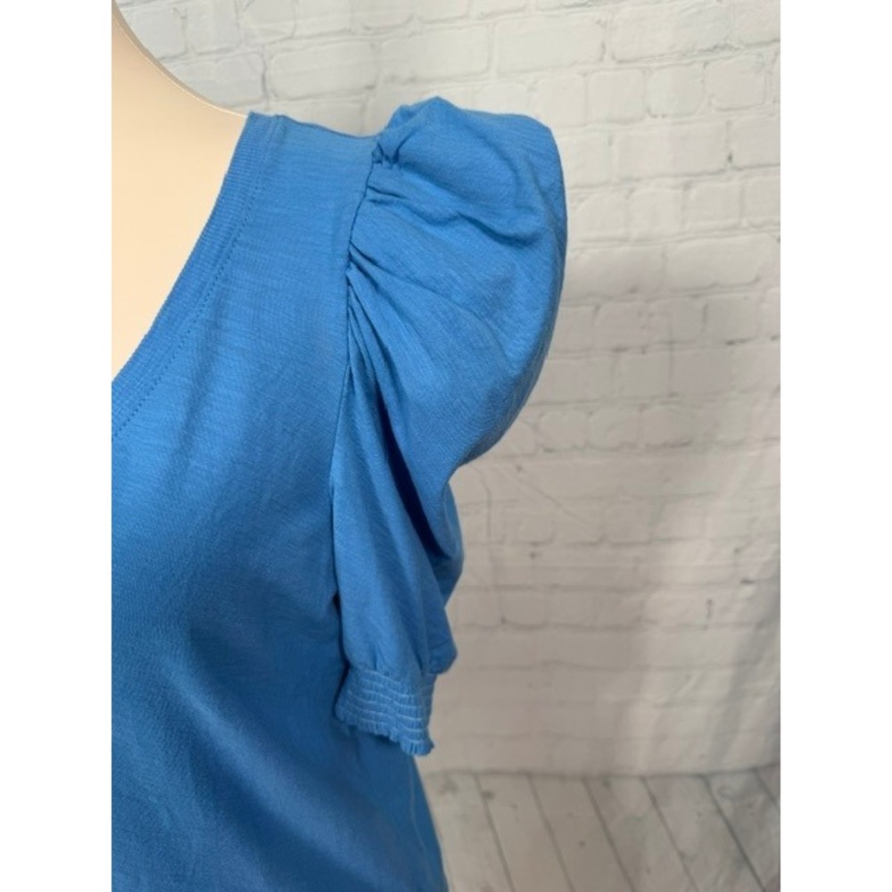 Nation Ltd Celine Puff Sleeve Pima Cotton Top Royal Blue Women's Large EUC - Picture 3 of 8